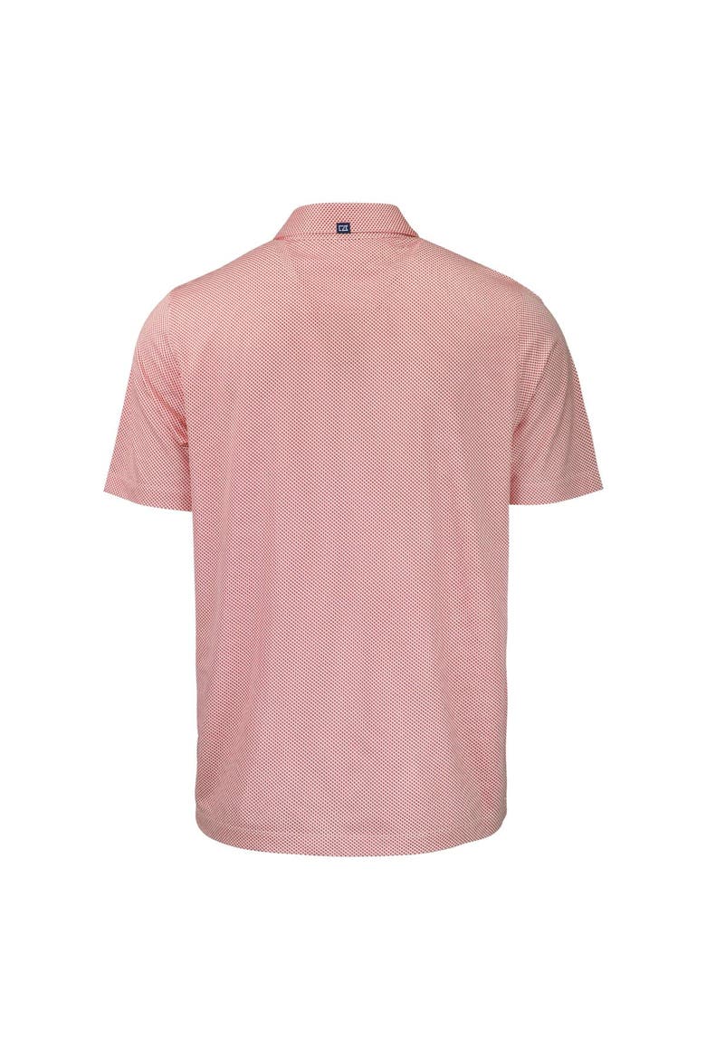 Men's Cutter & Buck Red/White SMU Mustangs Pike Eco Symmetry Print Stretch Recycled Polo, Alternate, color, White