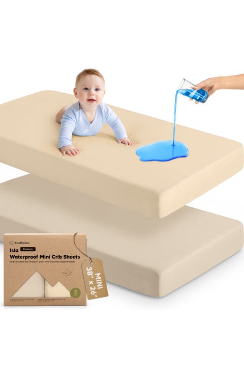 2-Pack Isla [Protect+] Waterproof Mini Crib Sheets