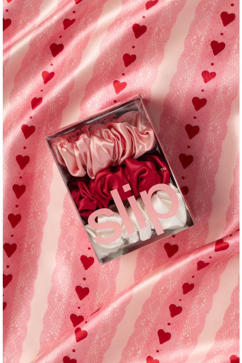 3-Pack Large Silk Scrunchies, Alternate, color, ROSY