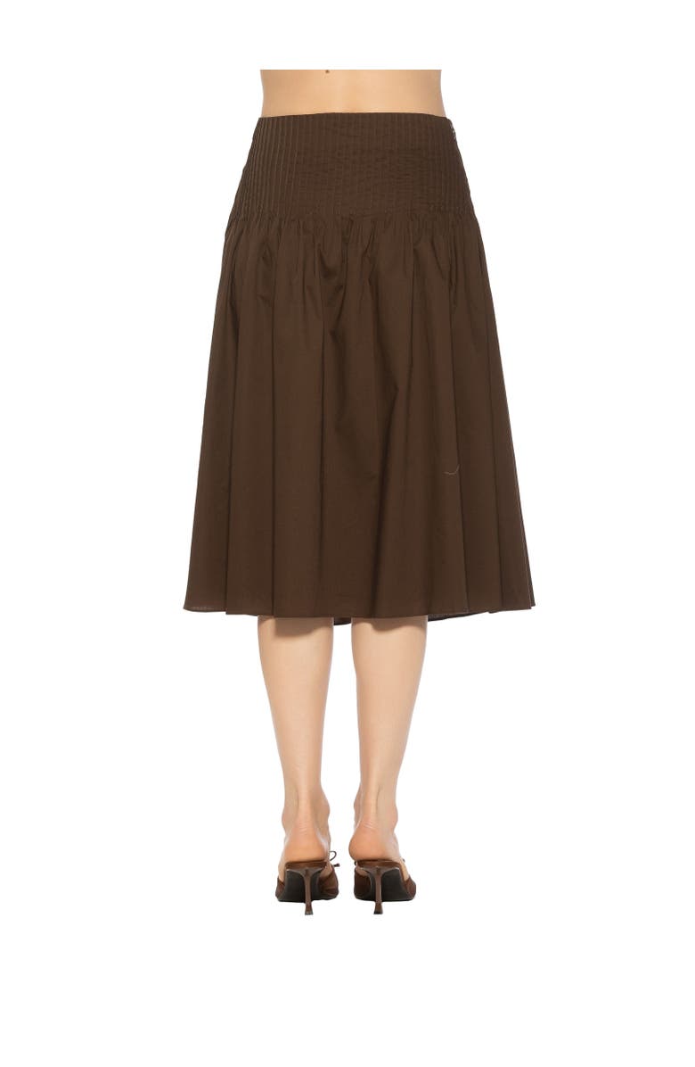 Alexia Admor Esme Pintuck Waist Full Poplin Skirt, Alternate, color, Brown