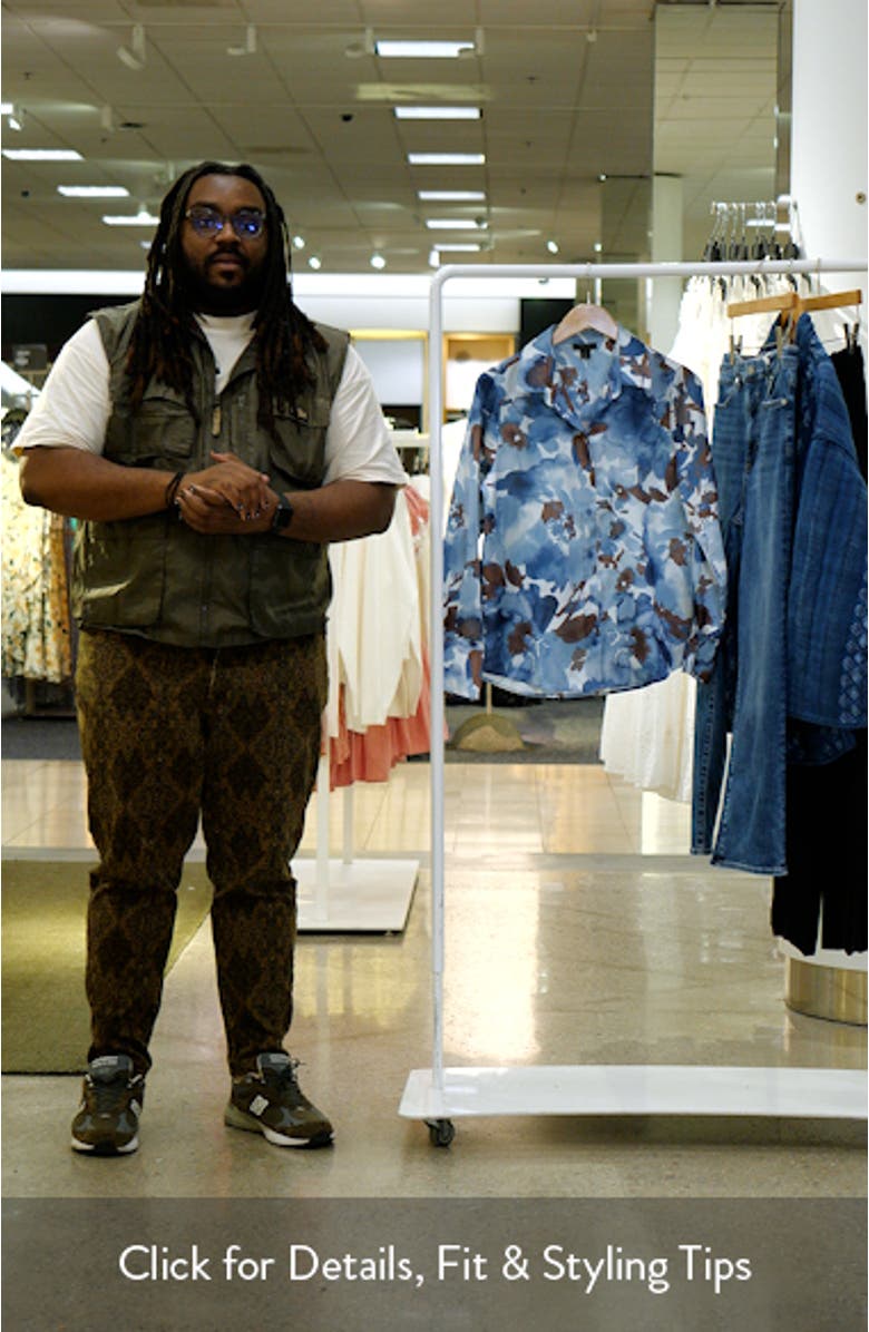 Floral Button-Up Charmeuse Shirt, sales video thumbnail