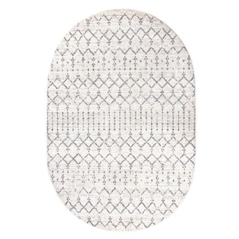 Moroccan HYPE Boho Vintage Diamond Oval Area Rug