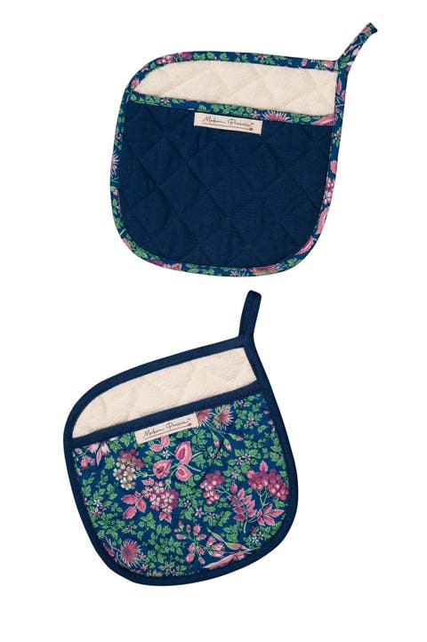 Prairie Essentials Pocket Potholders in Navy, Set of 2