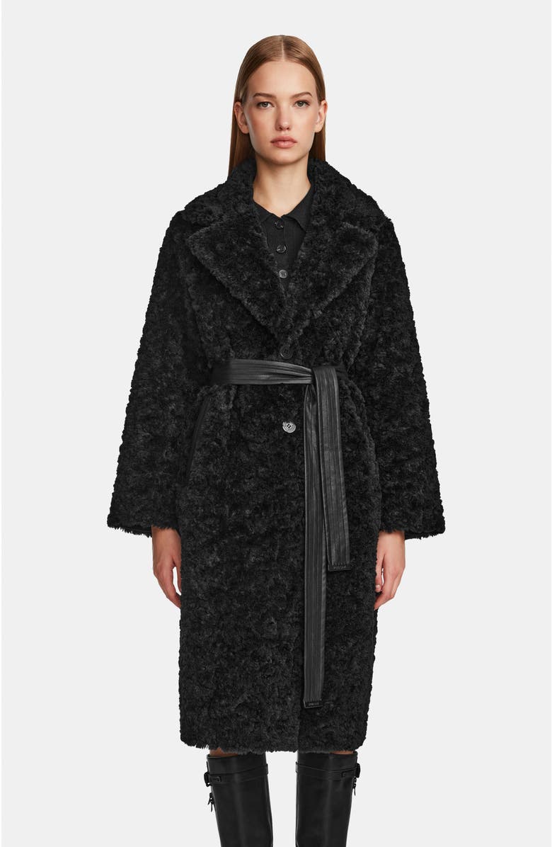 Rudsak Annabelle Reversible Teddy & Faux Leather Coat, Main, color, Black