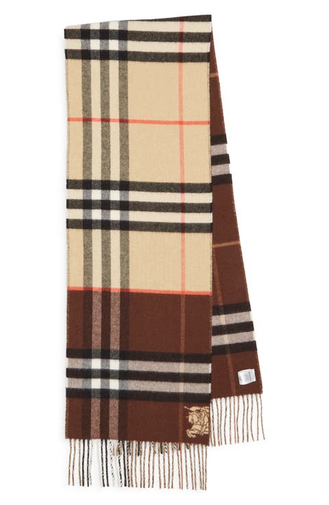 EKD Check Reversible Double Face Cashmere Fringe Scarf
