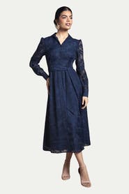 Wallis Floral Organza Belted Midi Dress