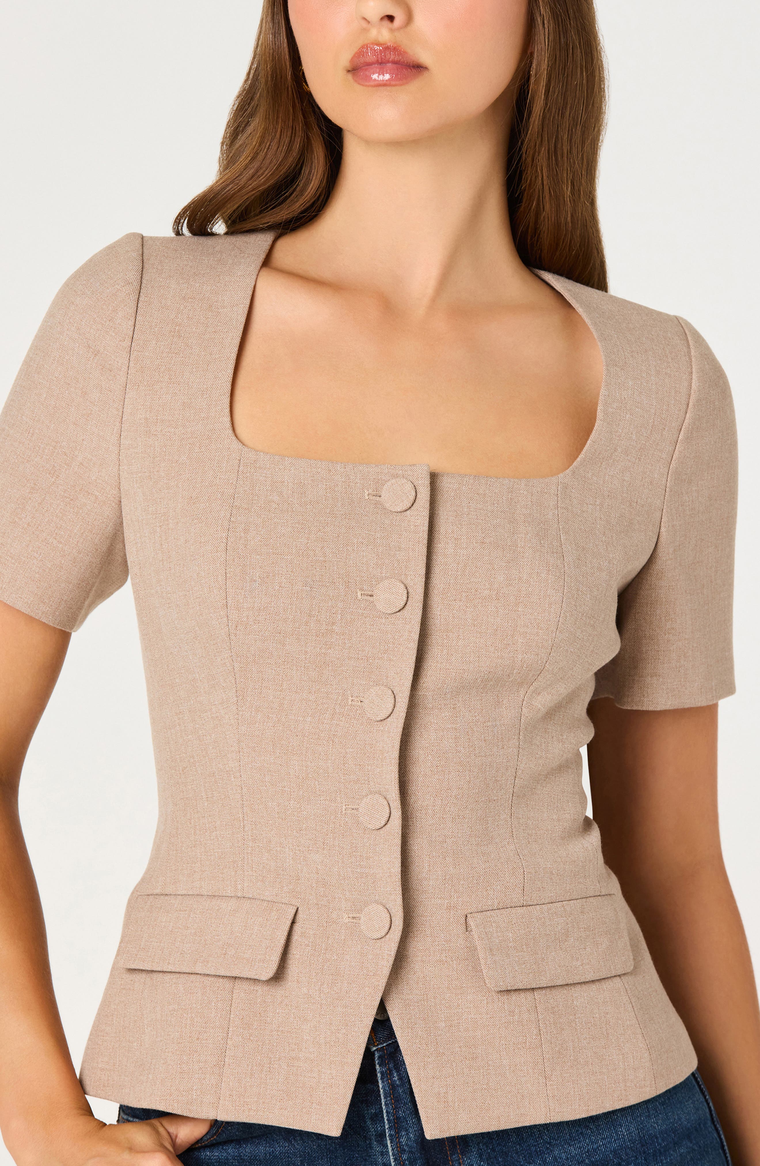 ASTR the Label Square Neck Short Sleeve Jacket — фото 6