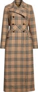 Valentino Double Breasted Houndstooth Wool Longline Coat