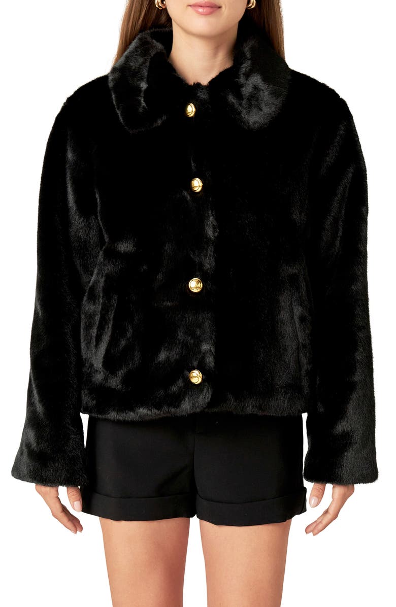 English Factory Faux Fur Jacket, Alternate, color,