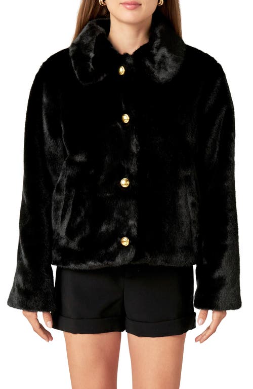 English Factory Faux Fur Jacket In Black