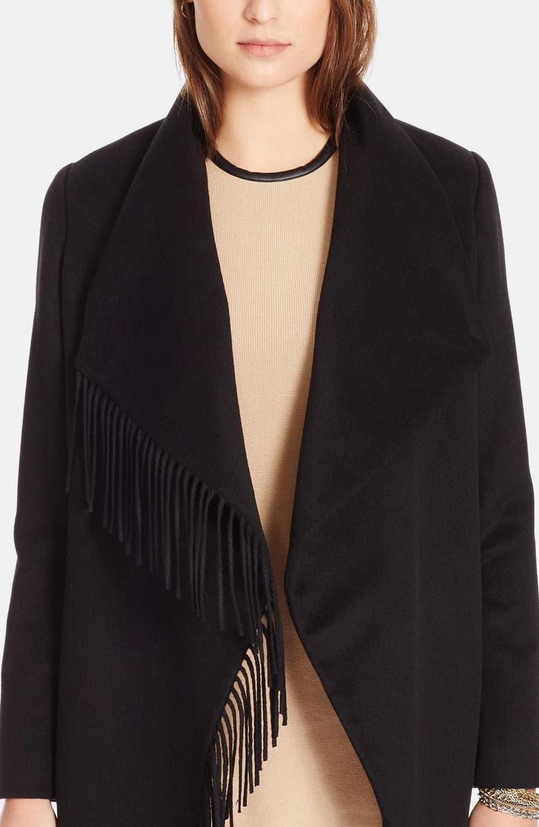 Lauren Ralph Lauren Fringe Trim Asymmetrical Wrap Coat, Alternate, color, 