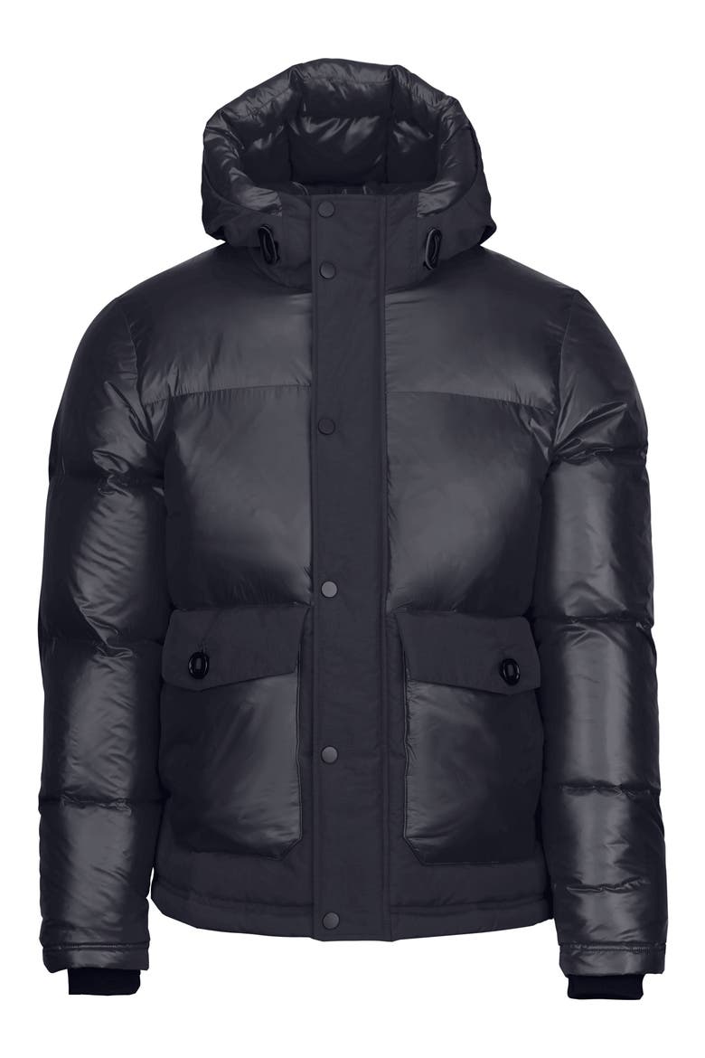 Lykke Down Hoodie Jacket, Main, color, BLACK