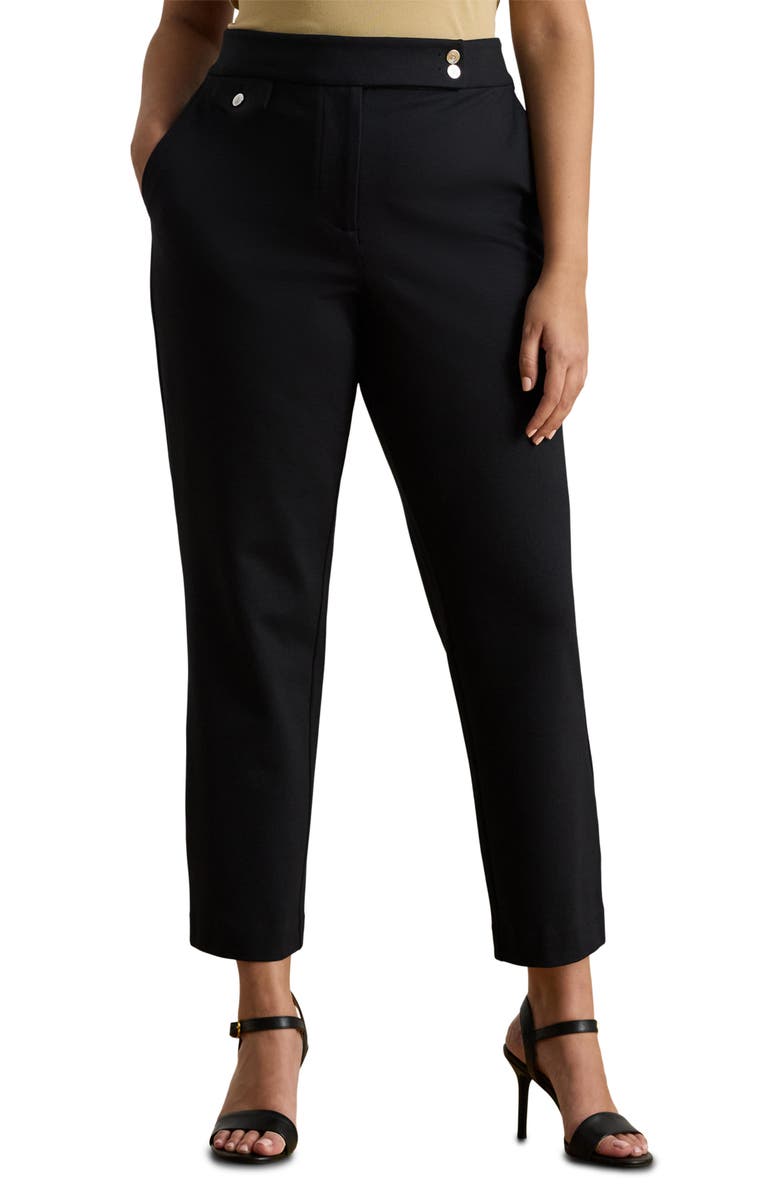 Lauren Ralph Lauren Ponte Ankle Slim Straight Leg Pants, Main, color, Black