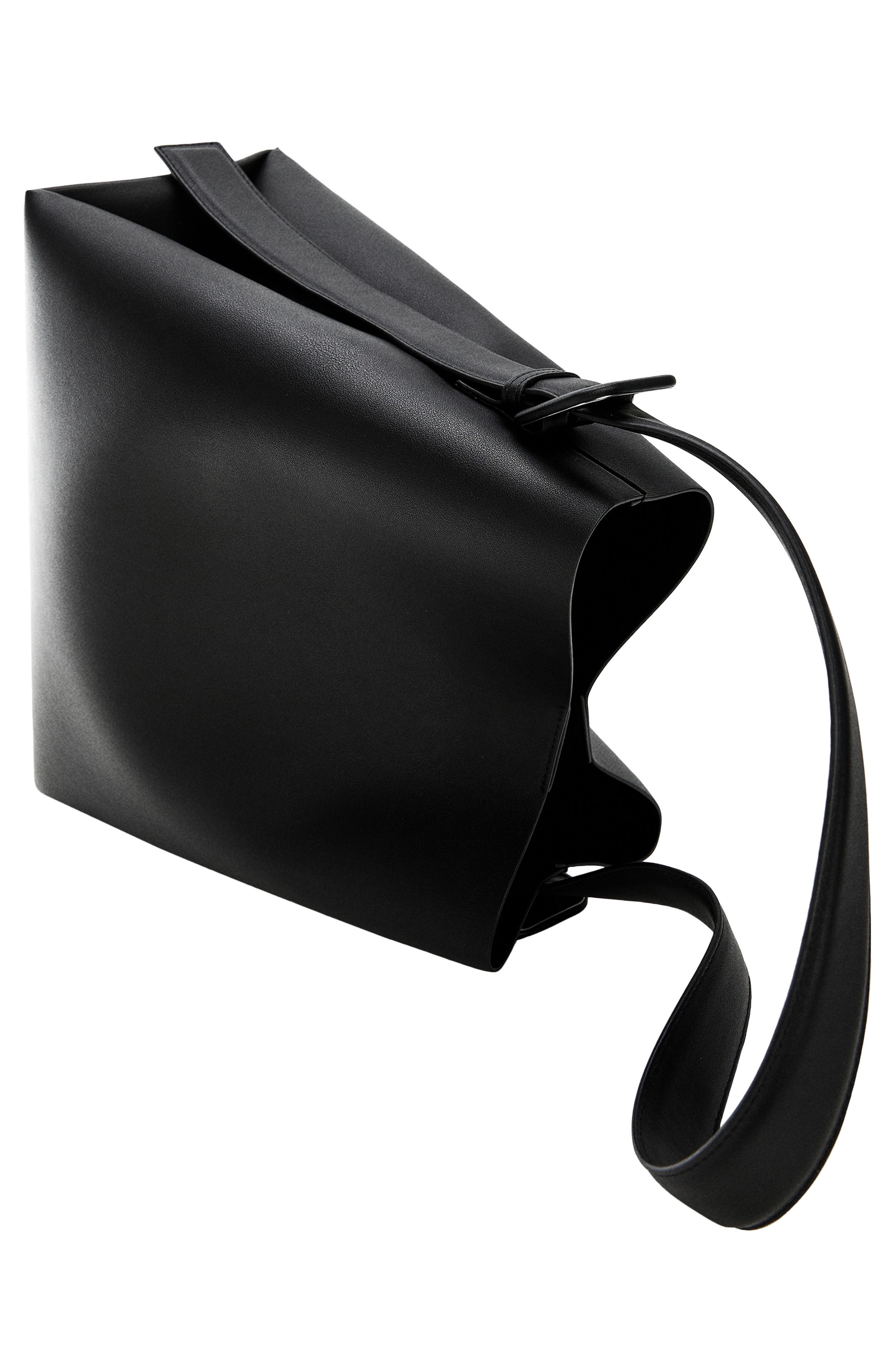 MANGO Buckle Detail Faux Leather Shopper Bag, Alternate, color, 