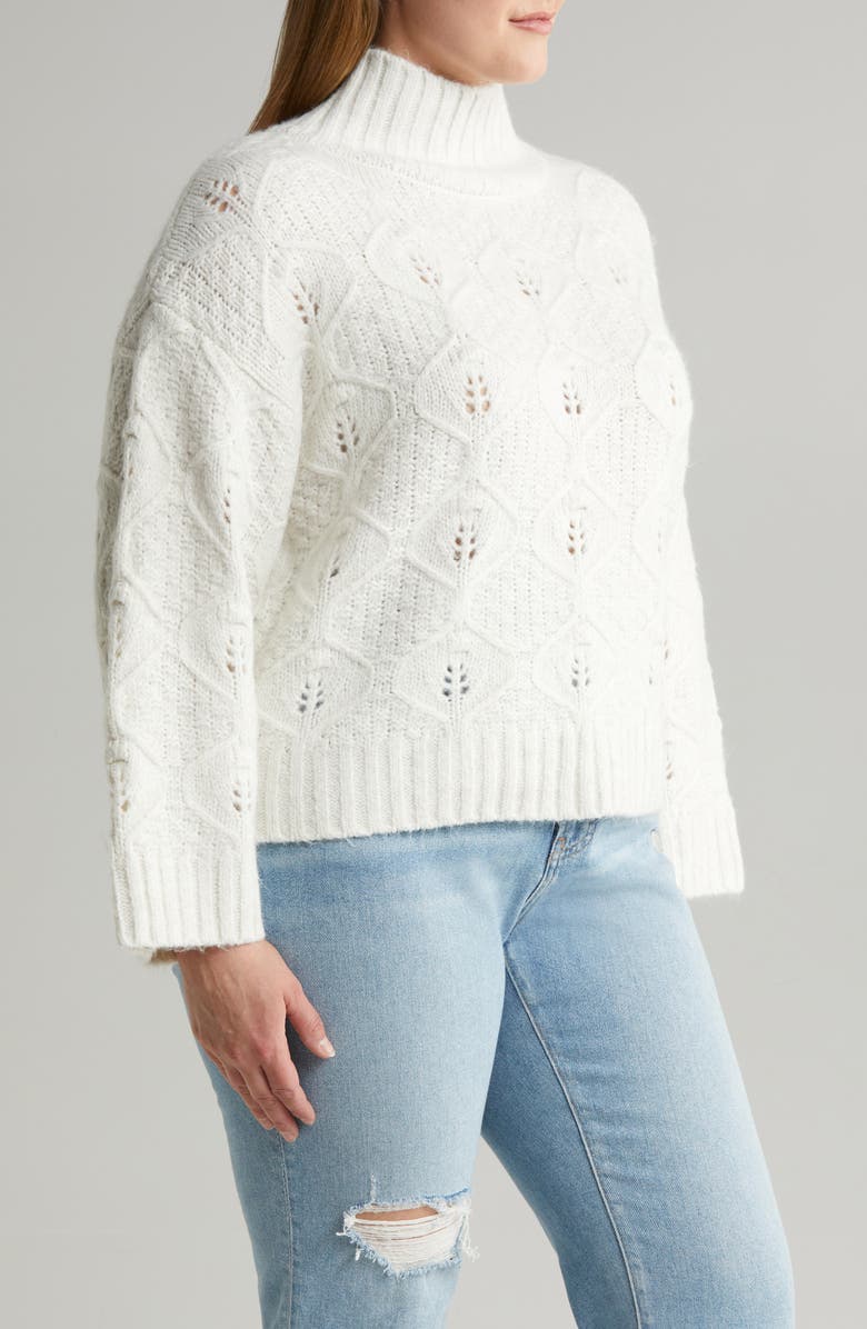 ASOS DESIGN Curve Cable Stitch Turtleneck Sweater, Alternate, color, 