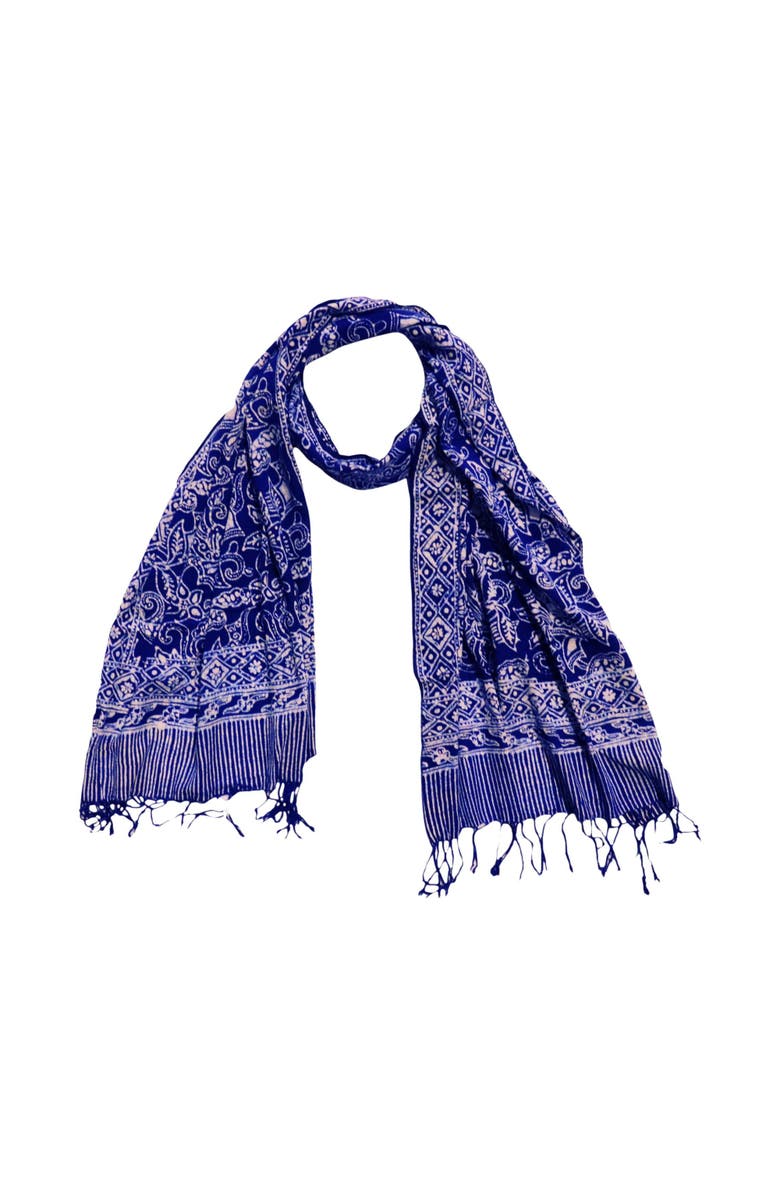 Kasih Co-op Handmade Batik Scarf, Main, color, Wings Blue