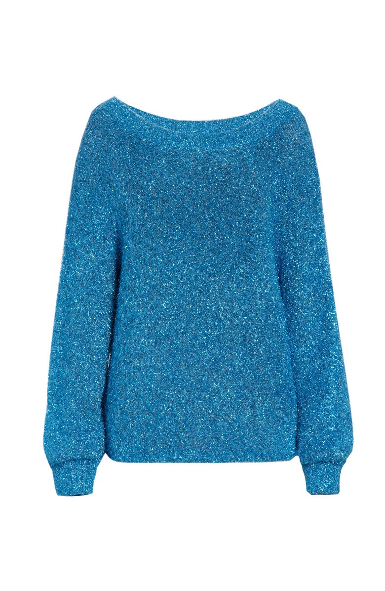 Alice + Olivia Lisha Metallic Balloon Sleeve Sweater, Alternate, color, 