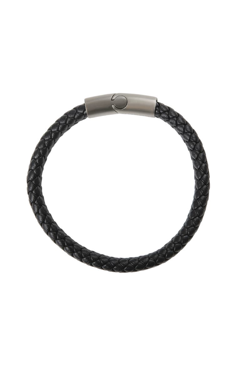 Wide Woven Microfiber Leather Bracelet for Men, 8.25", Alternate, color, Black