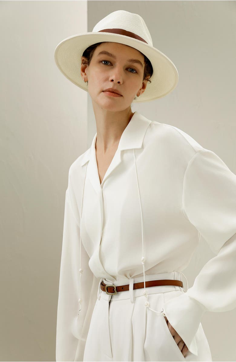 Lilysilk Tie-Detailed Silk Blouse, Alternate, color, Natural White