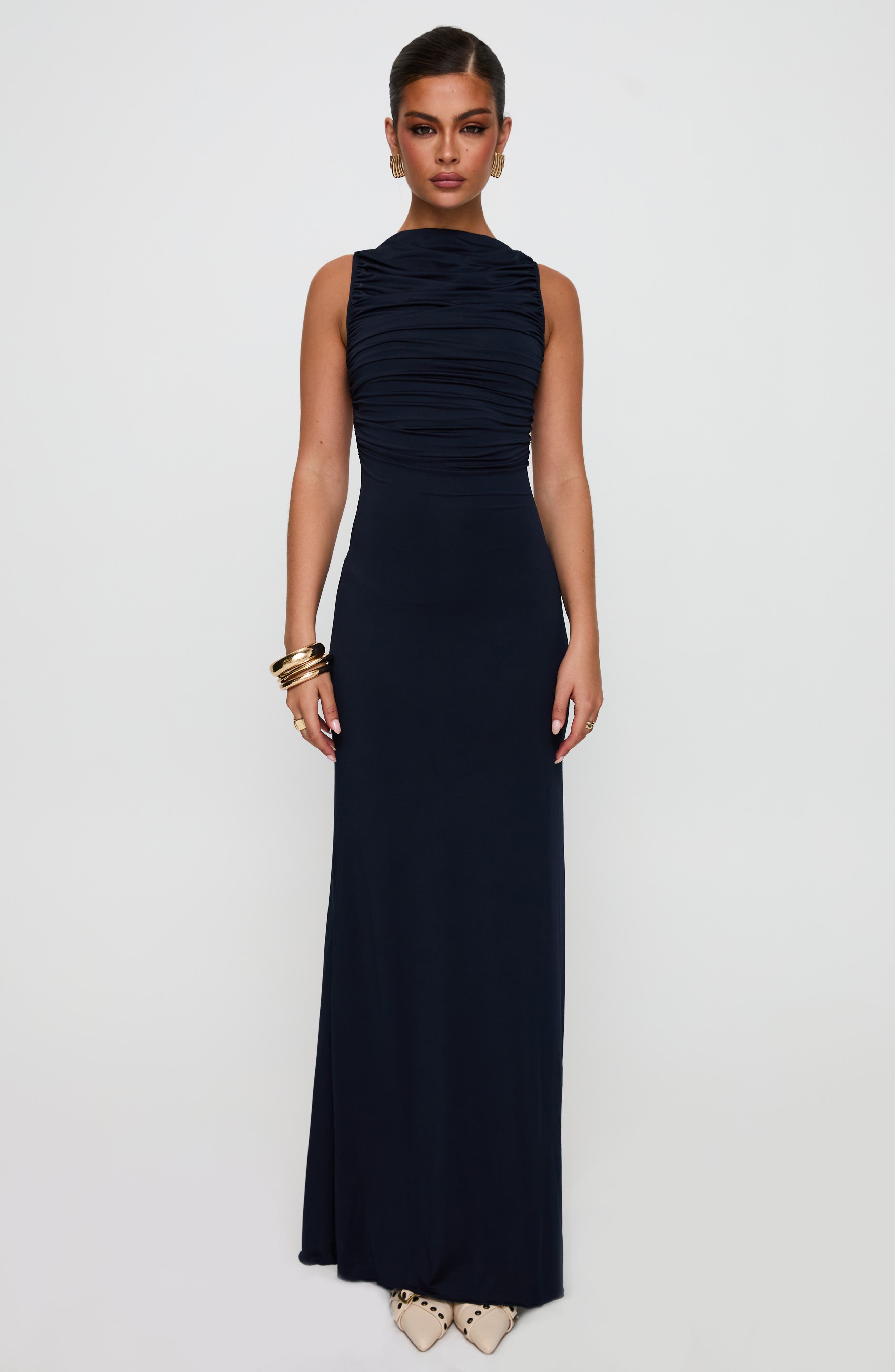 princess sheath cut dress Princess Road - Sleeveless Cut Out Plain Maxi Sheath Dress