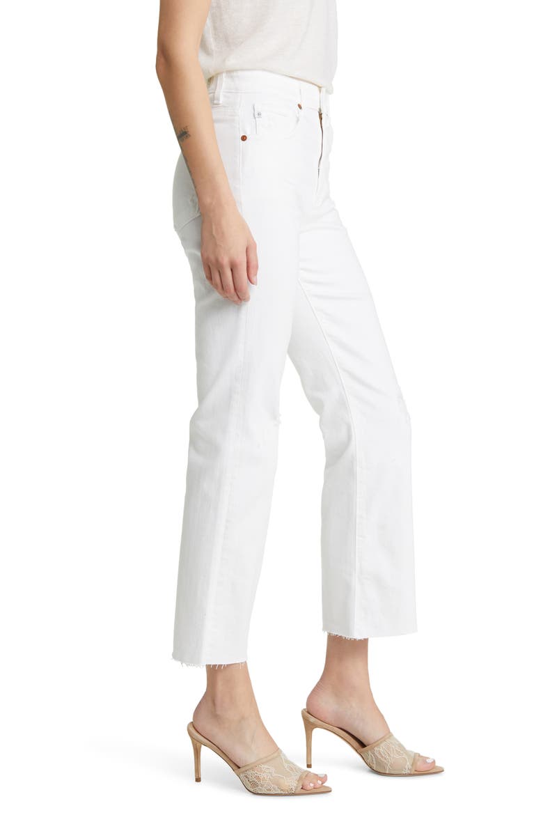 Kinsley Raw Hem High Waist Ankle Flare Jeans, Alternate, color, AUTHENTIC WHITE DESTRUCTED