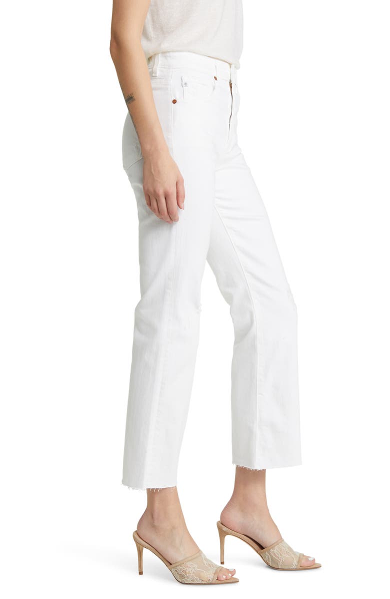 AG Kinsley Raw Hem High Waist Ankle Flare Jeans, Alternate, color, Authentic White Destructed