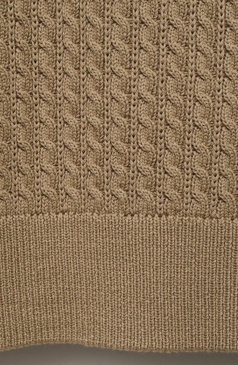MANGO Cabled Cotton Crewneck Sweater, Alternate, color, Sand