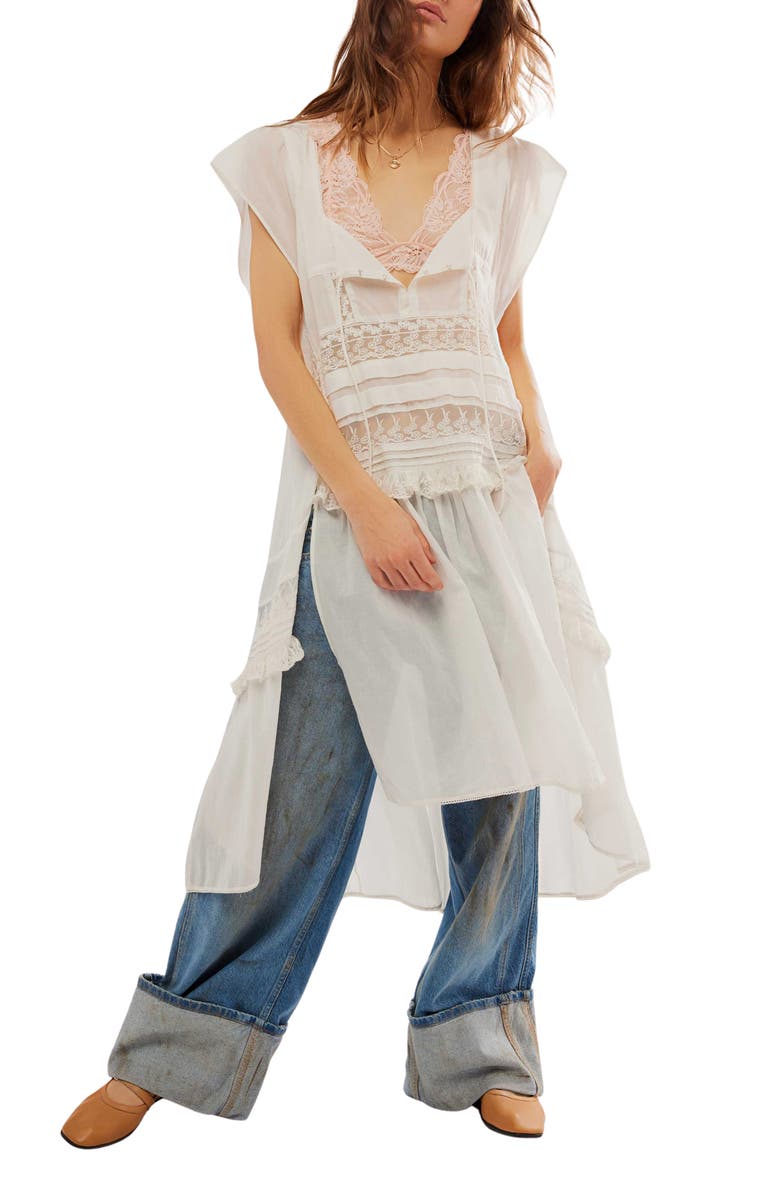 Free People Tied To You Maxi Tunic, Main, color, Optic White