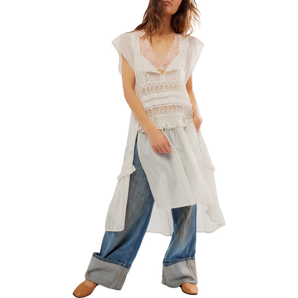 Free People Tied To You Maxi Tunic In Optic White