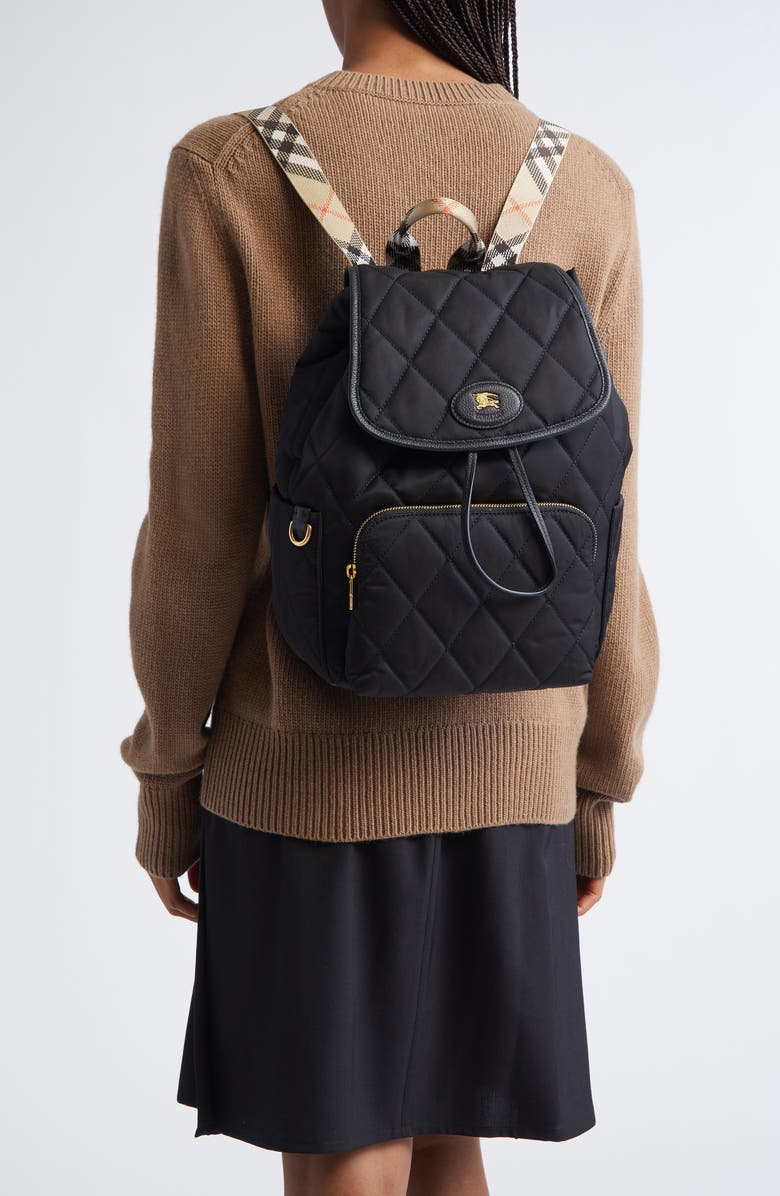 Burberry Horseshoe Quilted Nylon Backpack, Alternate, color,