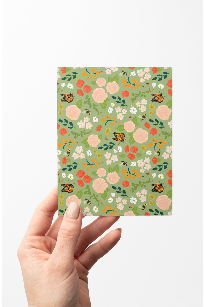 8 Boxed Garden Floral Notecards Stationery, Alternate, color, Green / Pink / Red