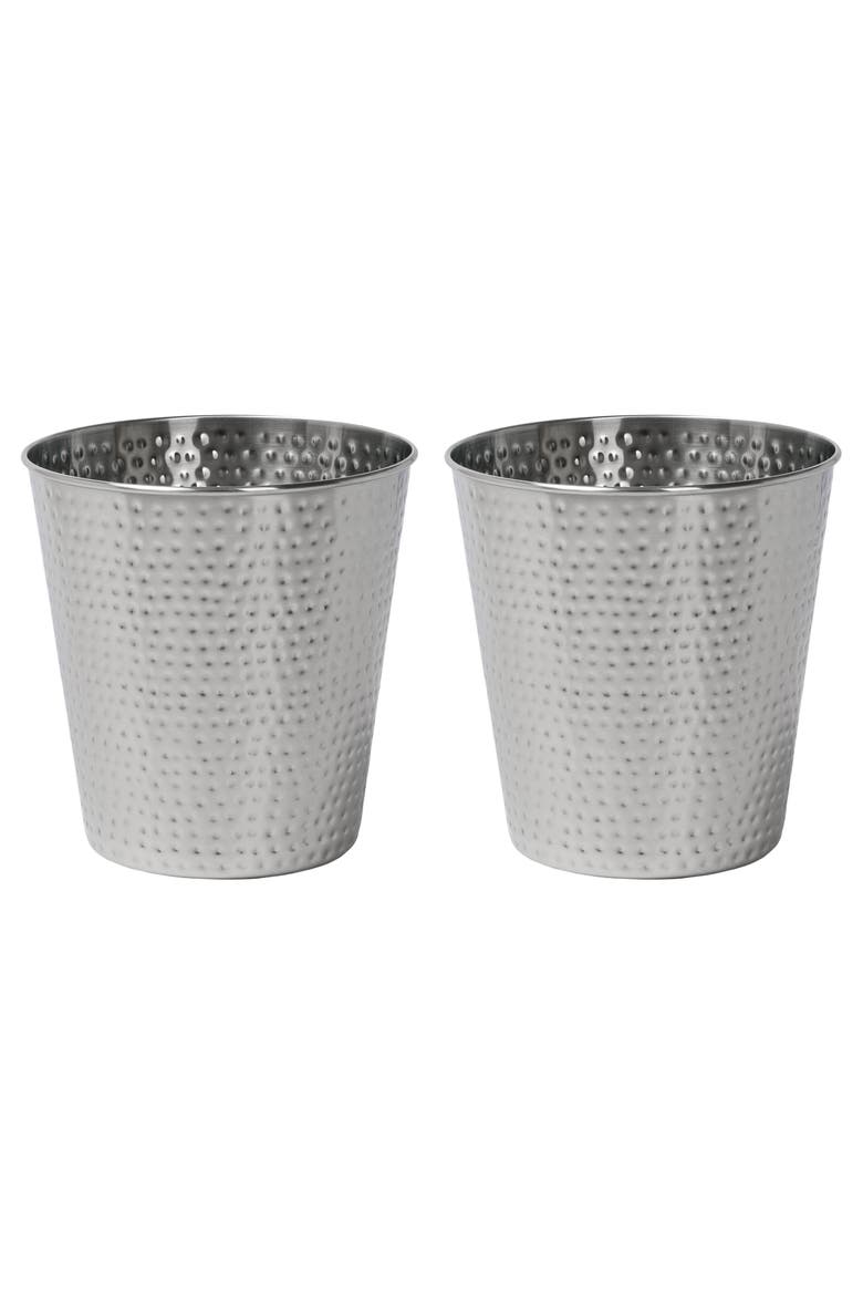 Axel Modern Minimalist Hammered Steel 2 Gal Waste Bin, Main, color, Brushed Steel