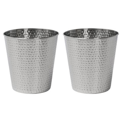 Axel Modern Minimalist Hammered Steel 2 Gal Waste Bin (Set of 2)