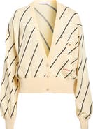Versace Diagonal Stripe Wool Intarsia Cardigan