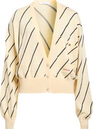 Versace Diagonal Stripe Wool Intarsia Cardigan