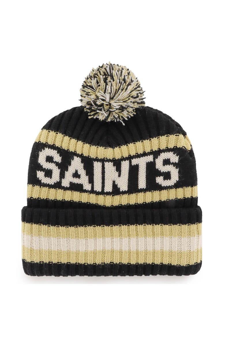 '47 Men's '47 Black New Orleans Saints Bering Cuffed Knit Hat with Pom, Alternate, color, 