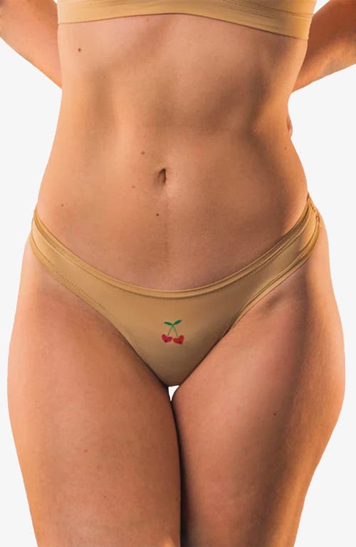 Cheeky Cherry Leakproof Everyday Liner Ultra Smooth Dipped Thong In Sienna