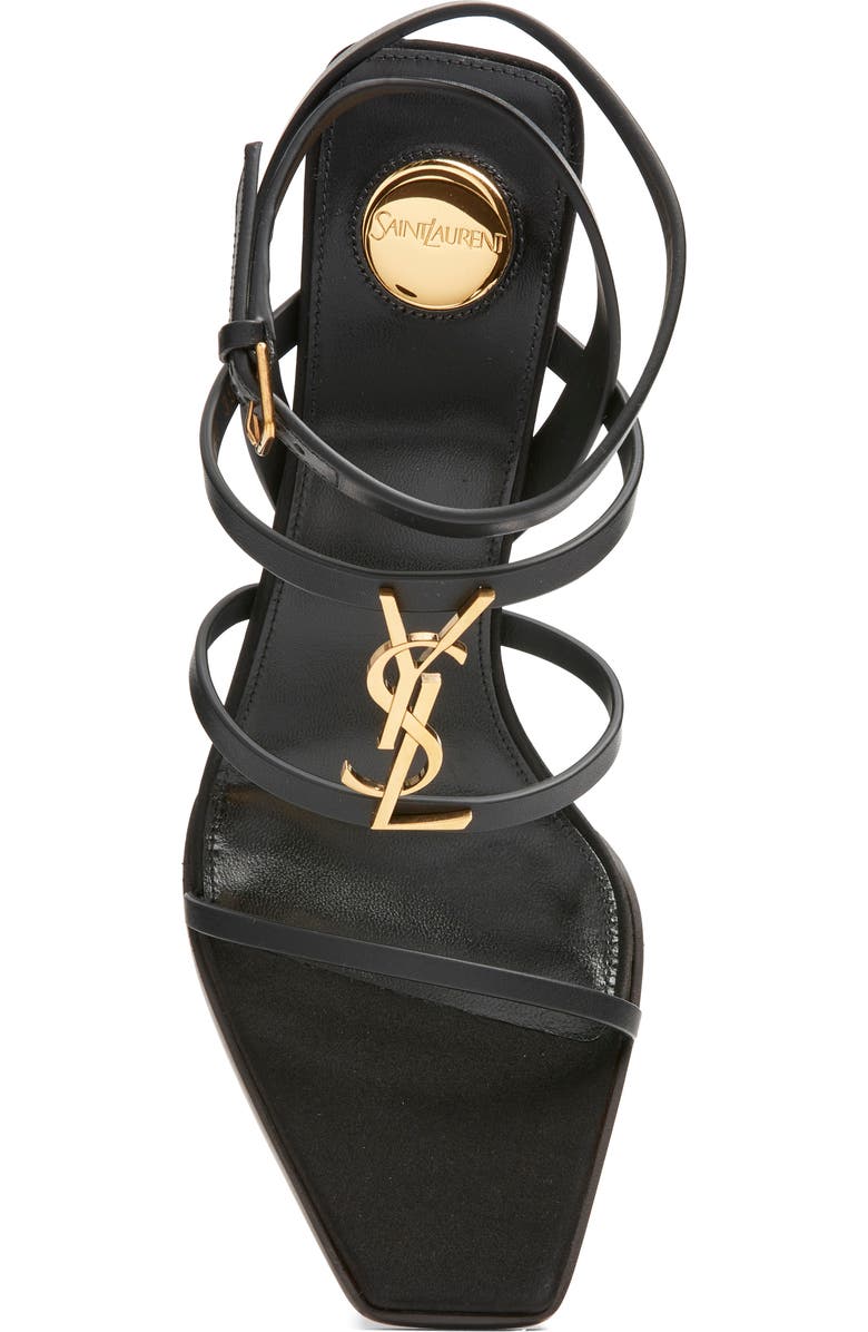 Saint Laurent Nicla Wedge Sandal, Alternate, color, Noir