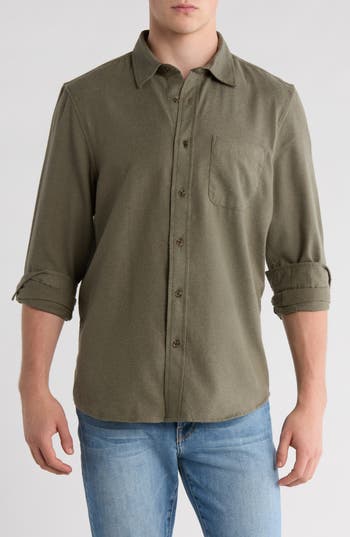 14th & Union Long Sleeve Flannel Shirt In Green