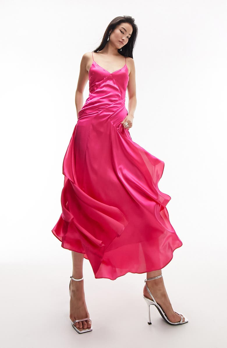 Topshop Satin Slip Dress, Main, color, 