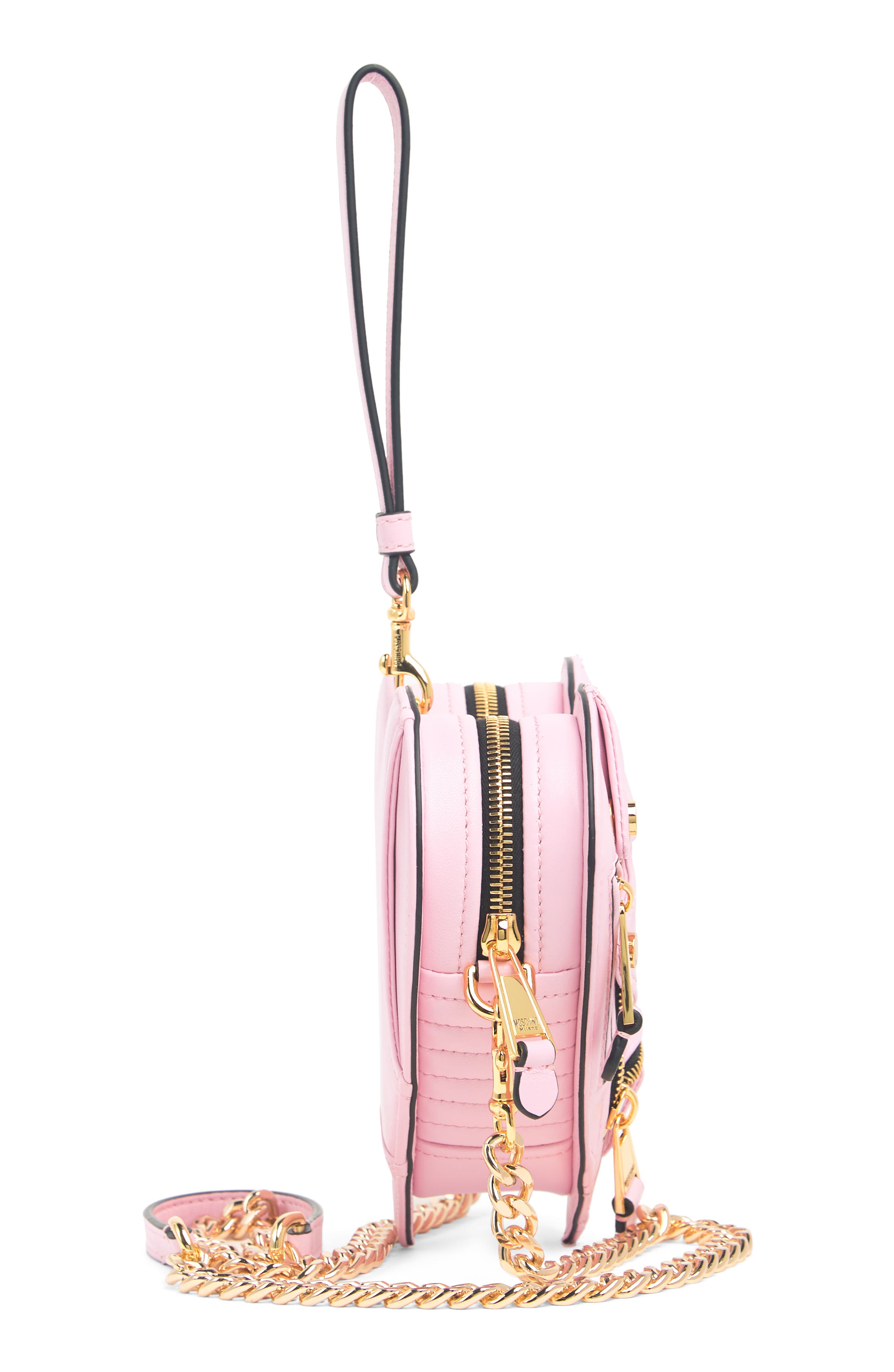 Moschino Chain-strapped Zipper Heart Handbag, Alternate, color, 