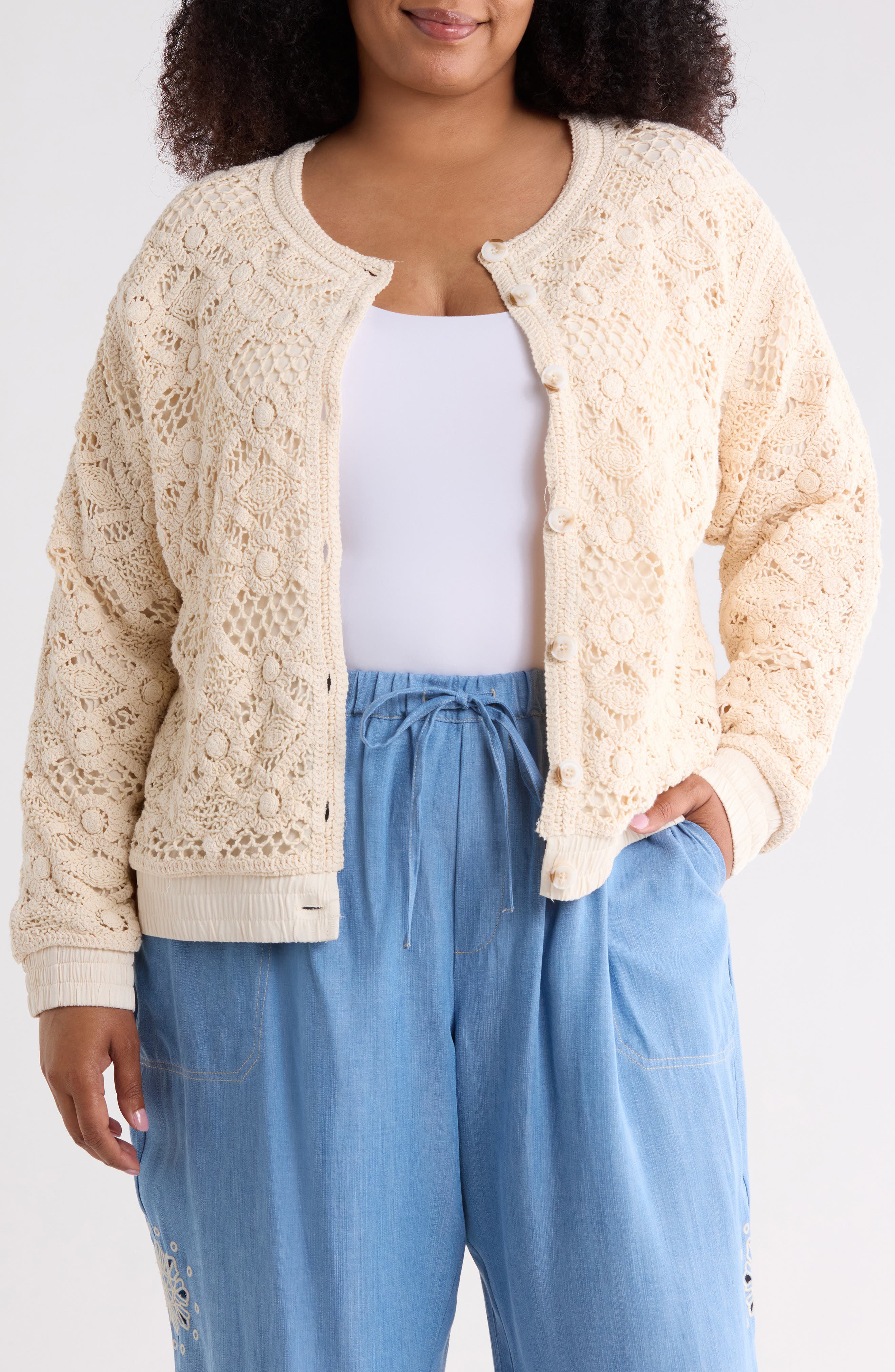 T Tahari Open Stitch Cardigan