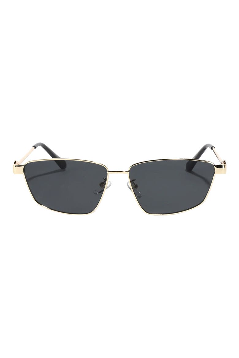 Cleo 60mm Polarized Geometric Sunglasses, Main, color, BLACK/ GOLD