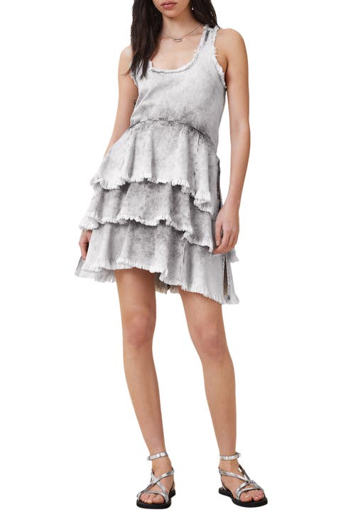 Cavarly Tiered Asymmetric Hem Dress