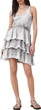 AllSaints Cavarly Tiered Asymmetric Hem Dress