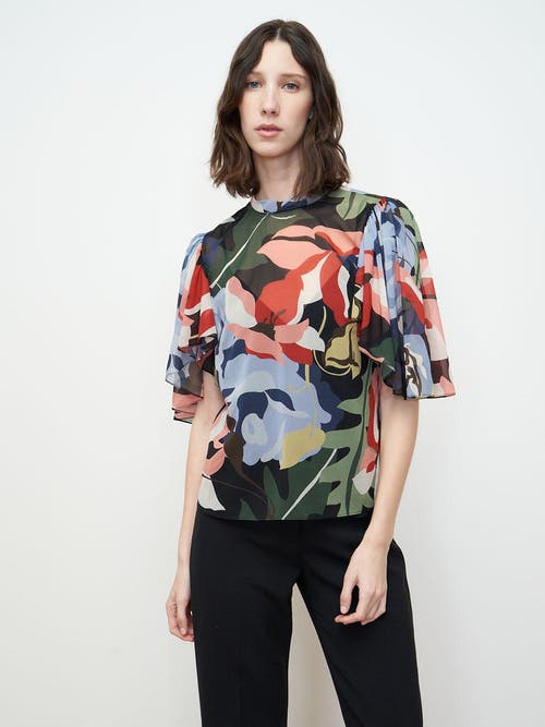 REBECCA TAYLOR REBECCA TAYLOR BOTANICAL GARDEN MOCK NECK BLOUSE