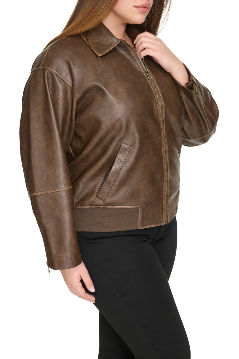 Faux Leather Jacket, Alternate, color, SADDLE