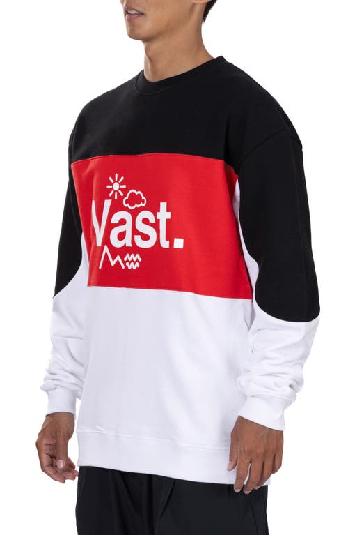 Vast Colorblock Lifestyle Crewneck Logo Graphic Sweatshirt In Red Multi