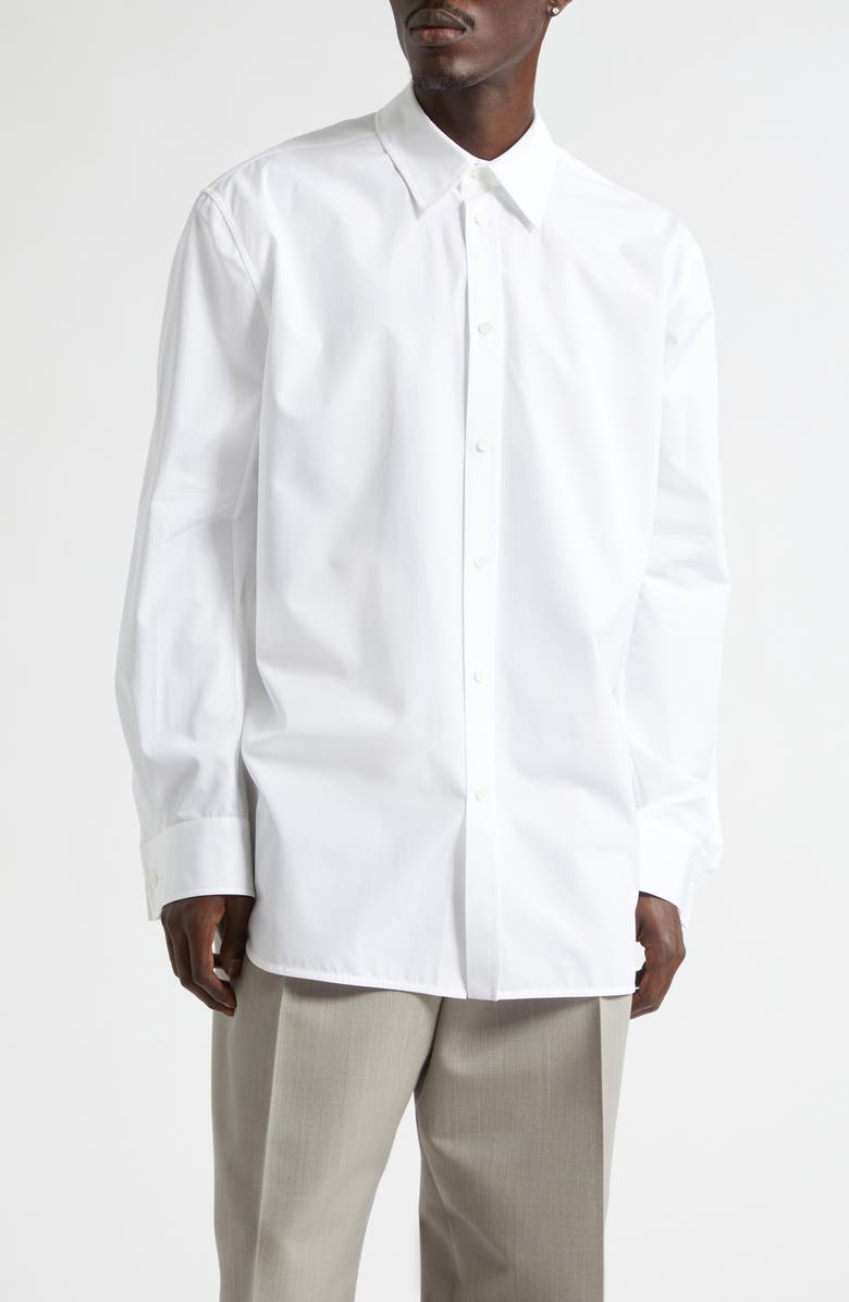 Bottega Veneta Cotton Poplin Button-Up Shirt, Main, color, 9000 White