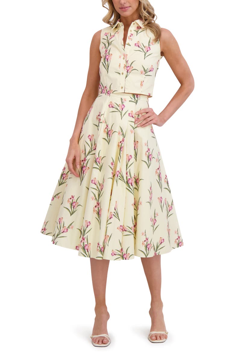 Ted Baker Floral Midi Skirt, Alternate, color, Transparent Yellow